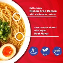 Real Naturals close-up brown rice noodle block highlighting chewy texture