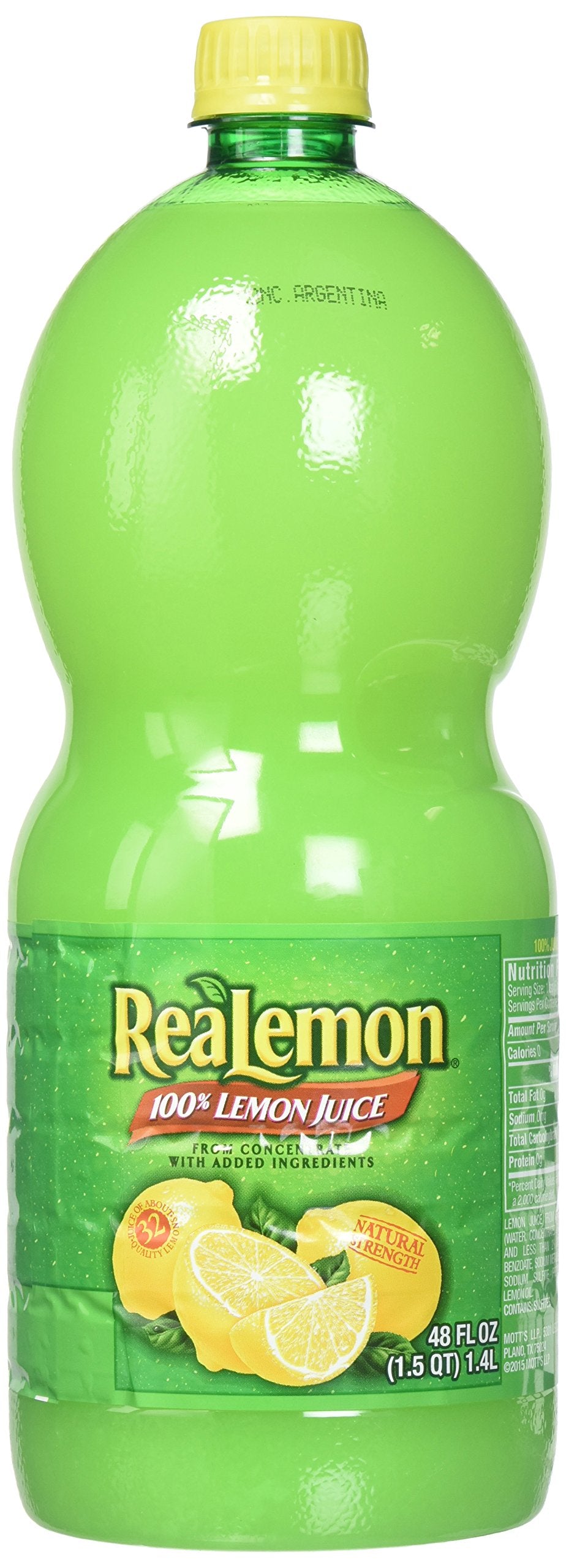 ReaLemon bottle front showing bright lemon flavor and convenient pour