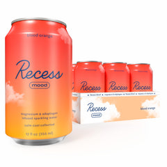 Recess blood orange front 12-pack display showing cans and branding for easy stocking