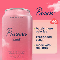 Recess can close-up label highlighting ingredients and clean design
