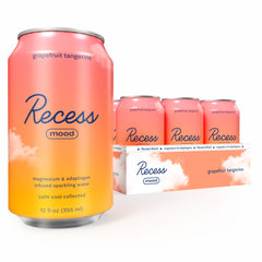 Recess can front packaging showing grapefruit tangerine flavor and calming benefit