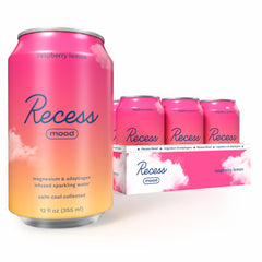 Recess Raspberry Lemon front can showing branding and flavor benefit