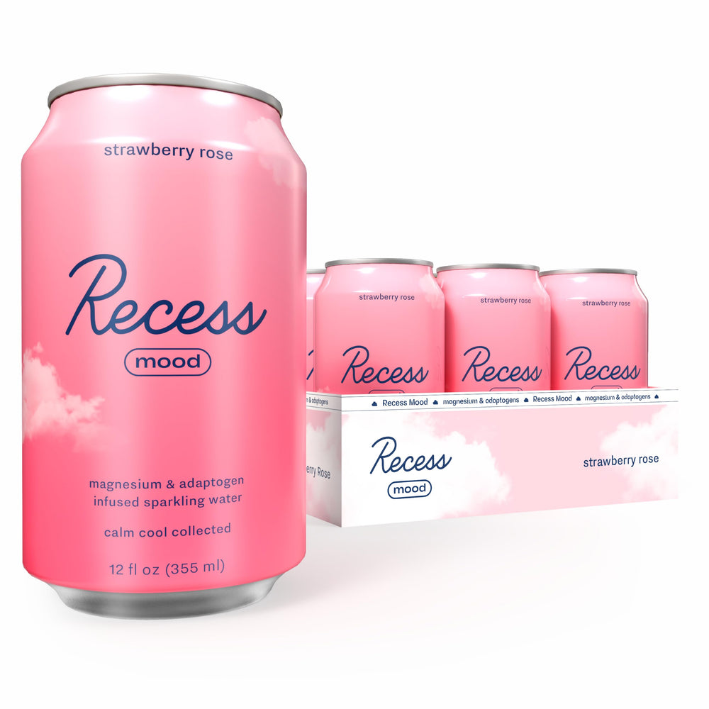 Recess front packaging showing 12-pack with calming branding and easy storage benefit