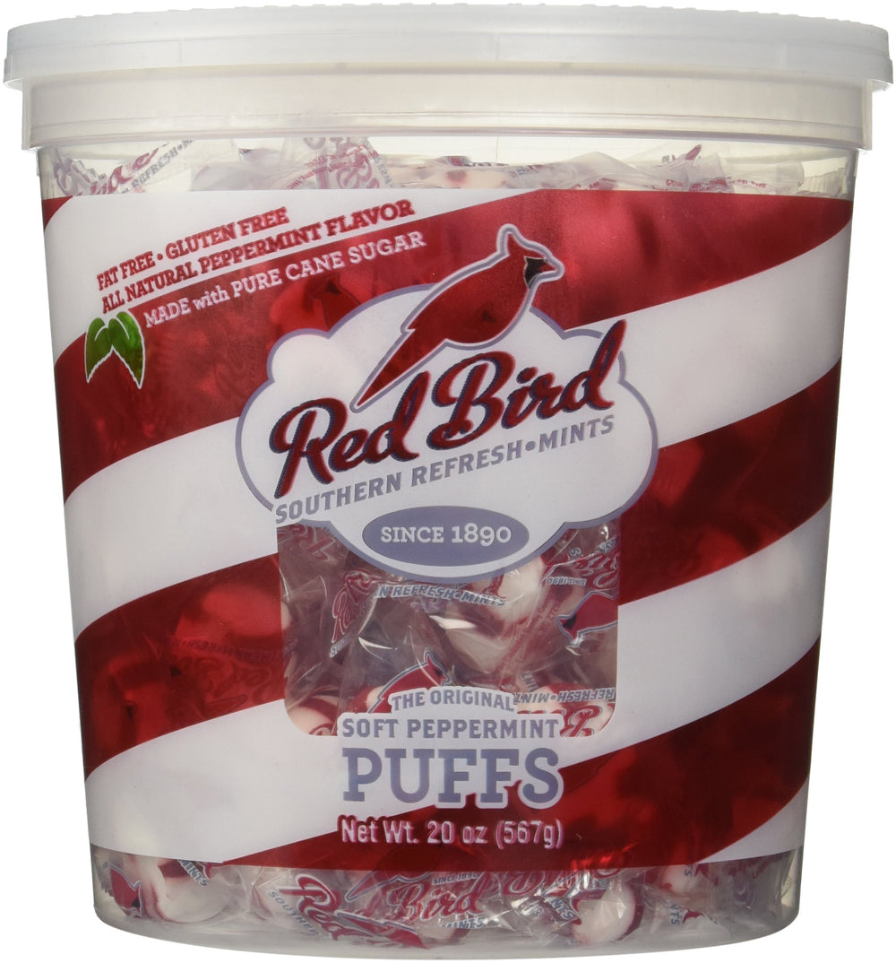 Red Bird front packaging tub showing 18 oz label and resealable lid for easy access