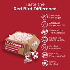Red Bird close-up of soft peppermint puff texture and soft melt benefit