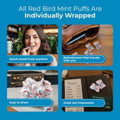 Red Bird opened 22 oz tub filled with wrapped blue raspberry puffs