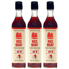 Red Boat front packaging 17 fl oz showing clean label and glass bottle benefit: authentic look