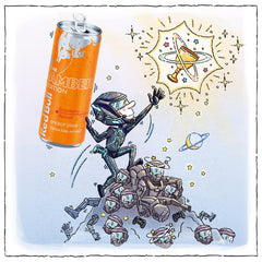 Red Bull Amber Edition close-up label highlighting brand and easy identification