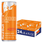 Red Bull Amber Edition front can showing strawberry apricot flavor and refreshing benefit