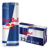 Red Bull front packaging showing twelve cans and brand visibility benefit