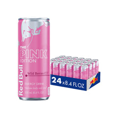 Red Bull Pink Edition front can showing wild berries flavor and energizing appeal