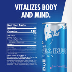 Red Bull Sea Blue can top with pull tab visible, showing convenient ready-to-drink benefit