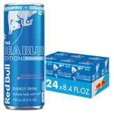 Red Bull Sea Blue Edition front can showing Juneberry branding and vibrant color for refreshing flavor