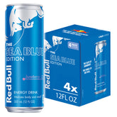 Red Bull Sea Blue front can showing juneberry flavor and refreshing benefit