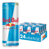 Red Bull can front view showing Sugarfree branding and crisp design benefit