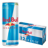 Red Bull Sugarfree front packaging showing slim twelve-pack and convenience