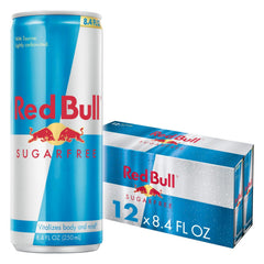 Red Bull Sugarfree front packaging showing slim twelve-pack and convenience