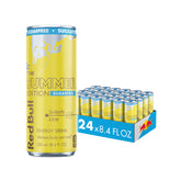 Red Bull sugarfree summer can front view showing Sudachi lime design and refreshment