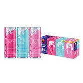 Red Bull variety pack front packaging showing all three flavors and recyclable cans benefit