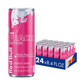 Red Bull White Peach front can with clear branding and refreshing look