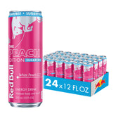 Red Bull White Peach front can showing branding and peach flavor benefits