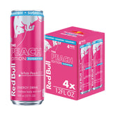 Red Bull can front showing White Peach flavor and clean citrus benefit