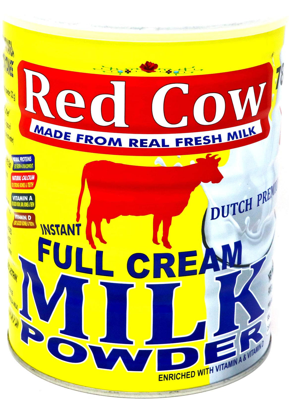 Red Cow front tin showing packaging and clear product identity and convenience