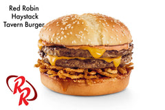 Red Robin sauce drizzled on burger closeup adds smoky flavor benefit