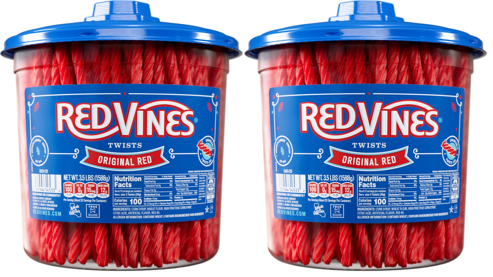 Red Vines jar front packaging showing brand and resealable lid freshness