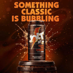 Hand holding a JOLT Root Beer can illustrating size and portable energy