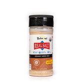 REDMOND front label showing garlic salt jar and natural branding benefit