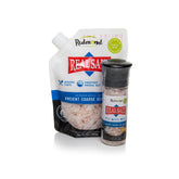 REDMOND front package showing original bundle and coarse grinder, highlights natural sourcing