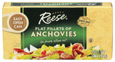 Reese front tin view showing label and sealed anchovy tin, convenient pantry boost