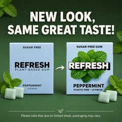 Refresh Gum close-up of chicle texture highlighting plant-based gum base benefit