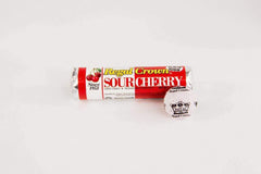 Regal Crown candy texture close-up showing glossy sour cherry surface and slow dissolve benefit