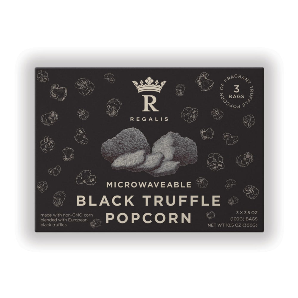 Regalis Foods front packaging showing three microwave bags and premium branding for gifting
