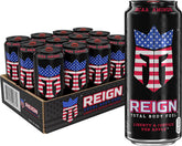 REIGN front packaging showing limited-edition apple design and patriotic branding for shelf impact