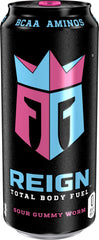 REIGN close-up of can label highlighting ingredients and clean design benefit