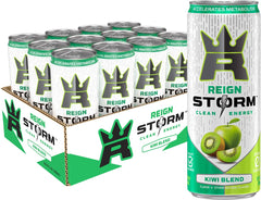 REIGN Storm front can showing kiwi-green apple label and energizing appeal