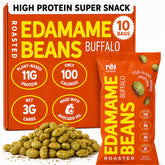 Rel Snacks front packaging showing buffalo roasted edamame and protein benefit