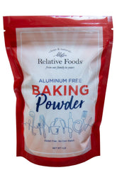 Relative Foods front packaging showing clean aluminum-free labeling and benefit of pure leavening