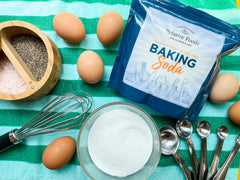 Relative Foods baking scene with measuring spoon demonstrating reliable leavening performance