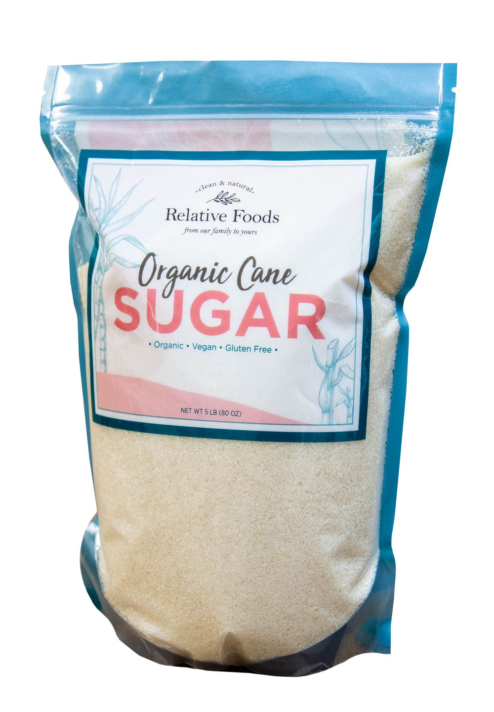 Relative Foods front 5 lb bag showing organic label and resealable pack for freshness
