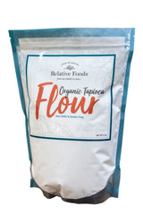 Relative Foods front package of organic tapioca flour showing label and size