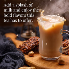 The Republic of Tea brewed cup steaming to show rich color and satisfying taste