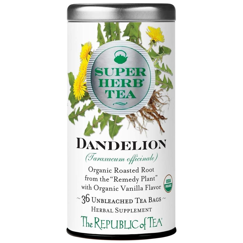 The Republic of Tea front packaging showing 36-count box and organic label benefit