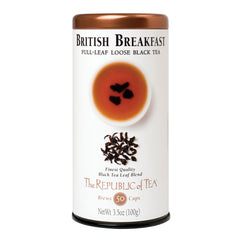 The Republic of Tea front tin showing brand and compact storage benefit