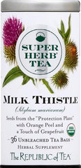 Pouring hot milk thistle tea into a cup with steam showcasing The Republic of Tea warming benefit