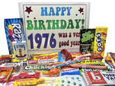 RETRO CANDY YUM front packaging showing the 1976 50th birthday gift box and contents