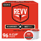 revv front packaging showing bold branding and strong dark roast benefit